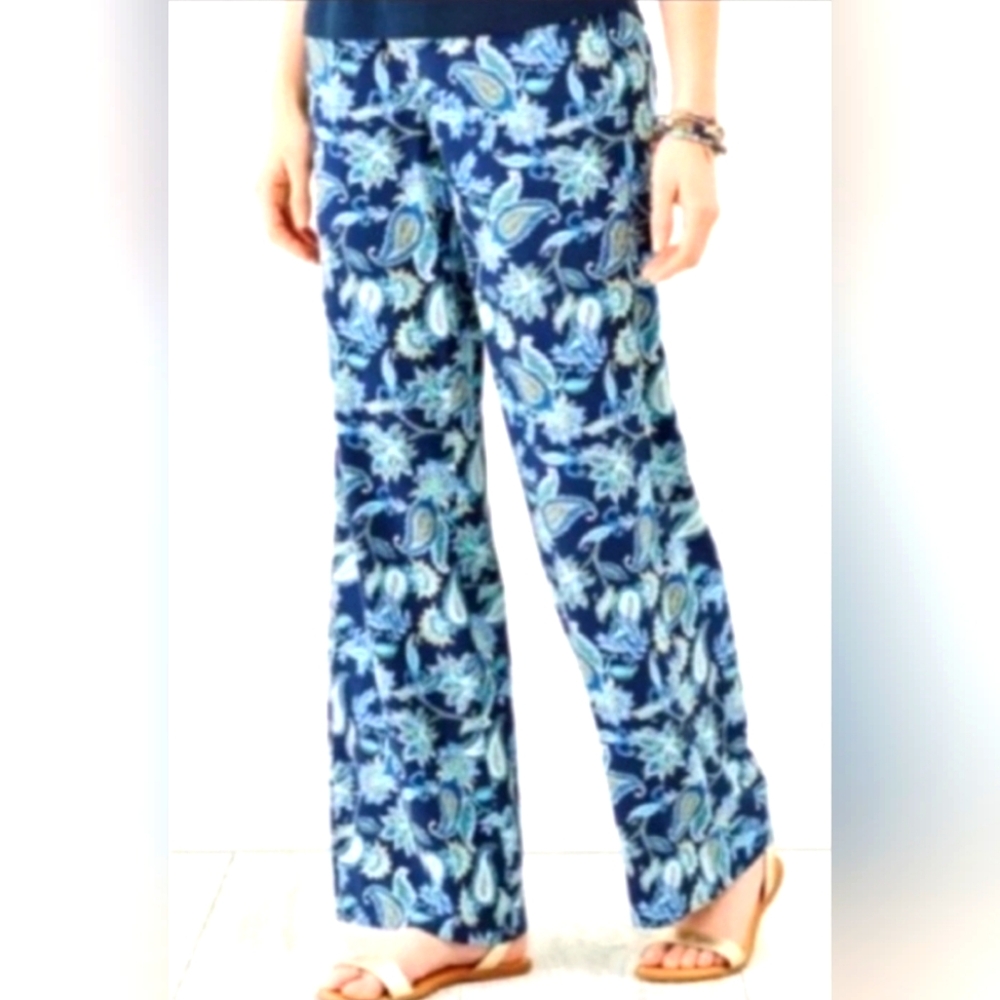 J. Jill Blue Paisley Wide Leg Pants